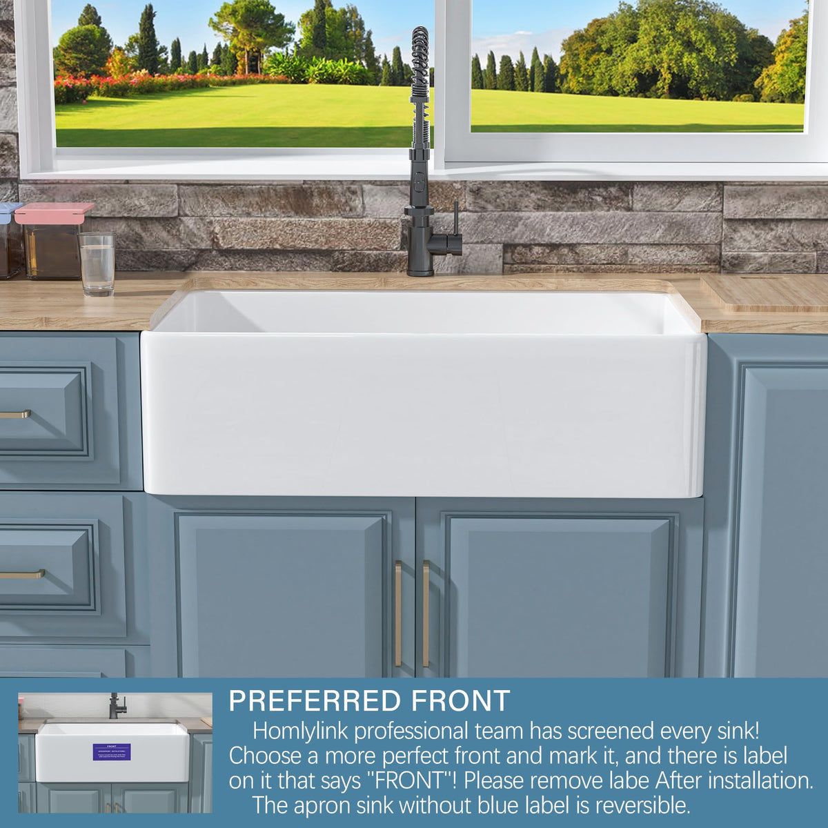 HOMLYLINK Heavy-duty fireclay construction resists heat and scratches.