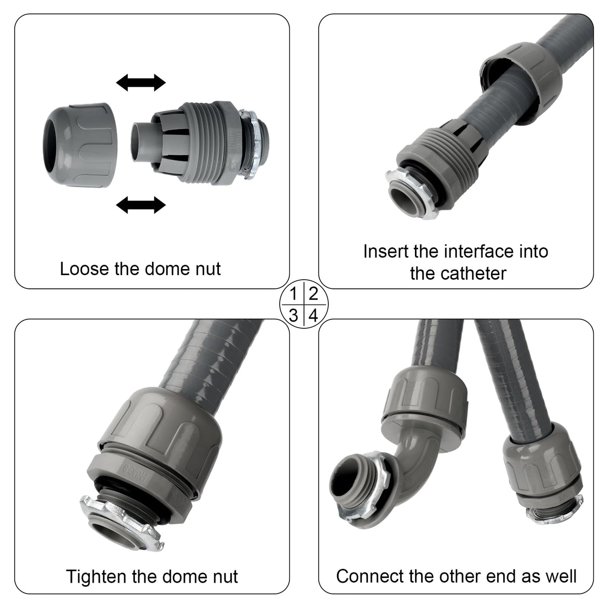 HOMNUTS 90-degree connector designed for compact bends in installations.