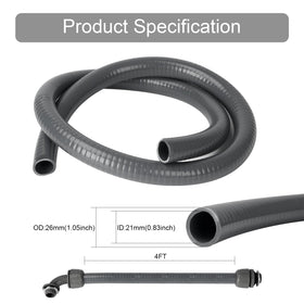 HOMNUTS liquid-tight conduit close-up reveals flexible PVC texture for tight spaces.