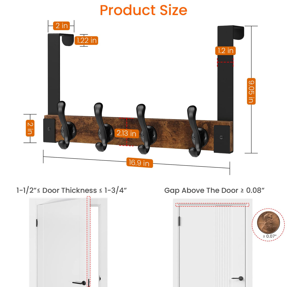 Homode hooks demonstrating a 45 lb load capacity for heavy items.