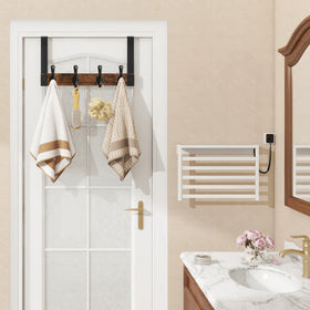 Homode bathroom over-door towel hanger keeping towels tidy.