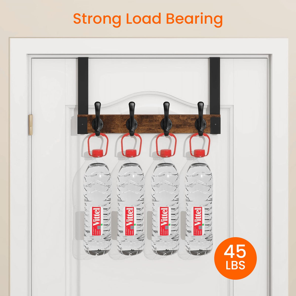 Homode entryway hooks organizing coats and bags over a door.