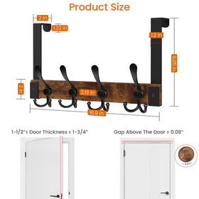 Homode over-the-door hooks feature a brown and black finish for versatile decor.