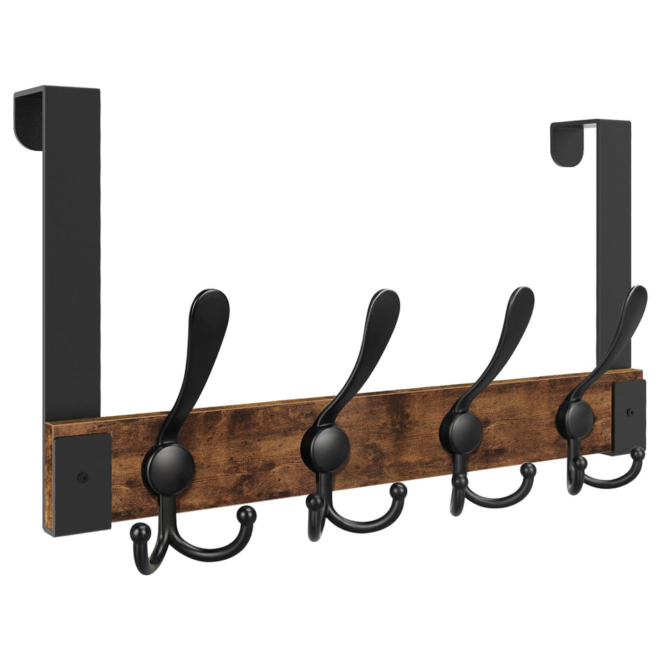 Homode over-the-door hooks with rustic wood and metal finish for stylish storage.