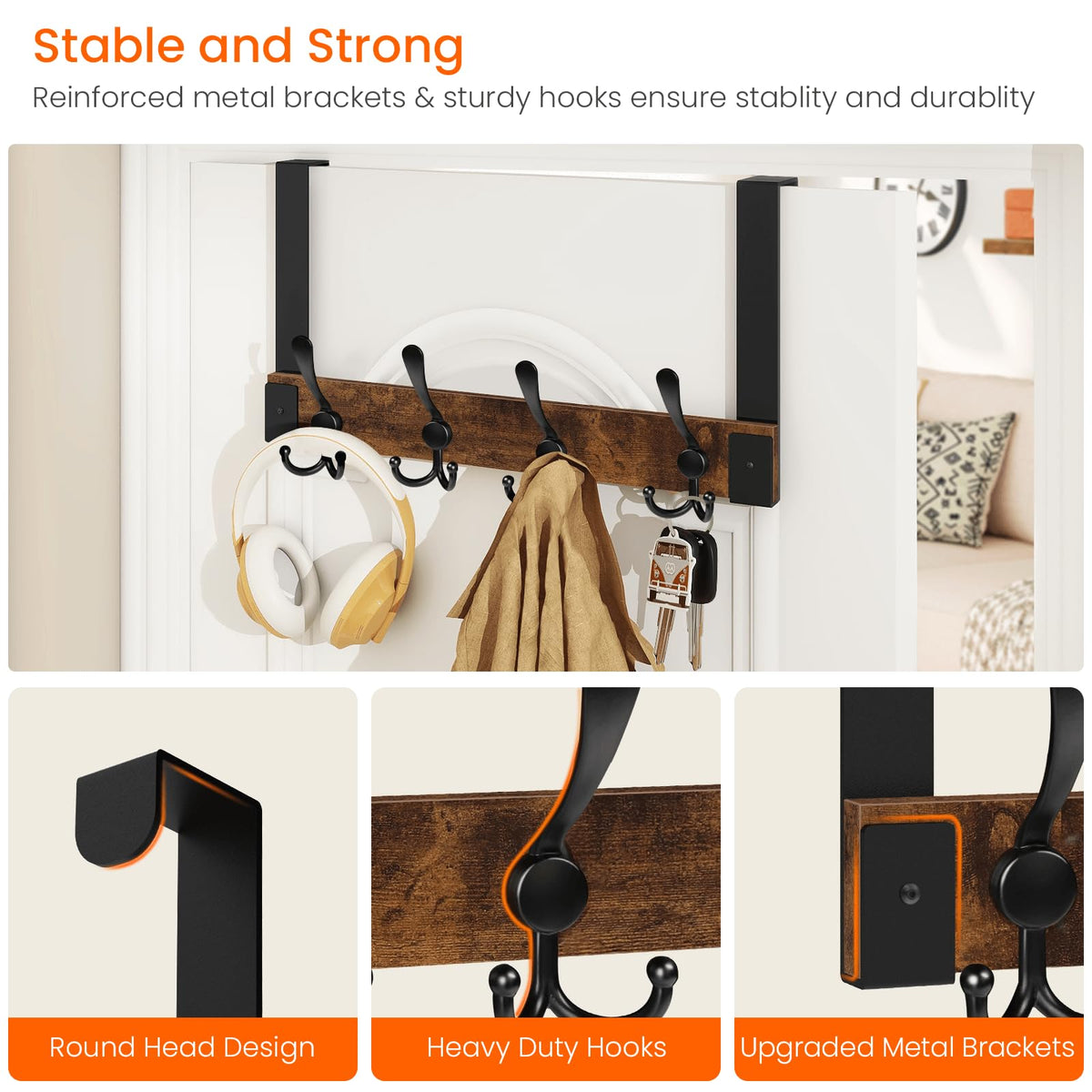 Homode over-the-door hooks showcase triple-hook design for added hanging space.