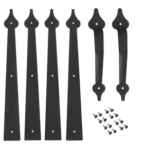 Closeup of Homode spear style decorative hinge showing solid iron build.