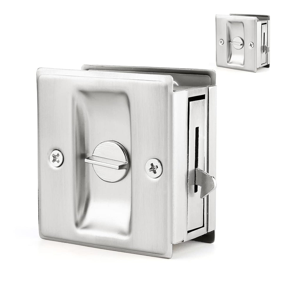 HOMOTEK 2-pack privacy pocket door lock front view showing compatibility with left or right handed doors