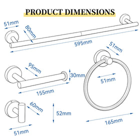 Homotek brushed stainless towel ring keeps hand towels within easy reach.