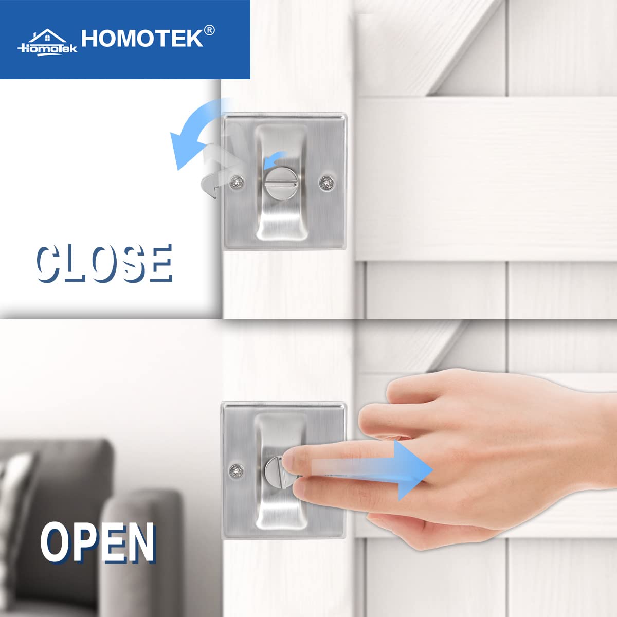 HOMOTEK brushed satin nickel finish on lock complements modern interiors