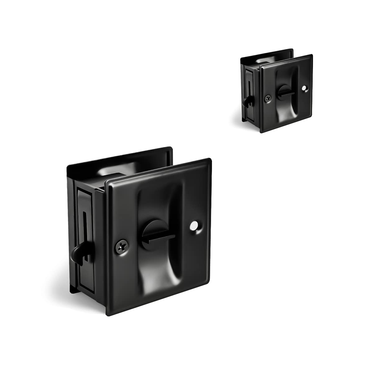HOMOTEK privacy pocket door lock with pull-back plate offers easy privacy on interior doors.
