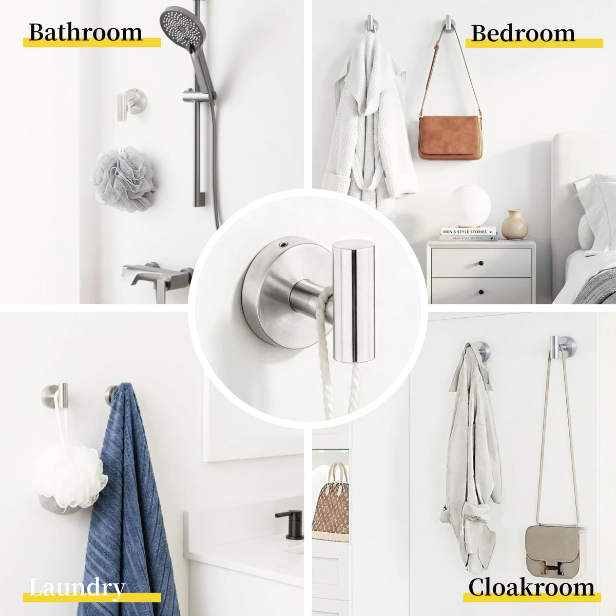 Homotek two-section towel bar simplifies assembly and installation.