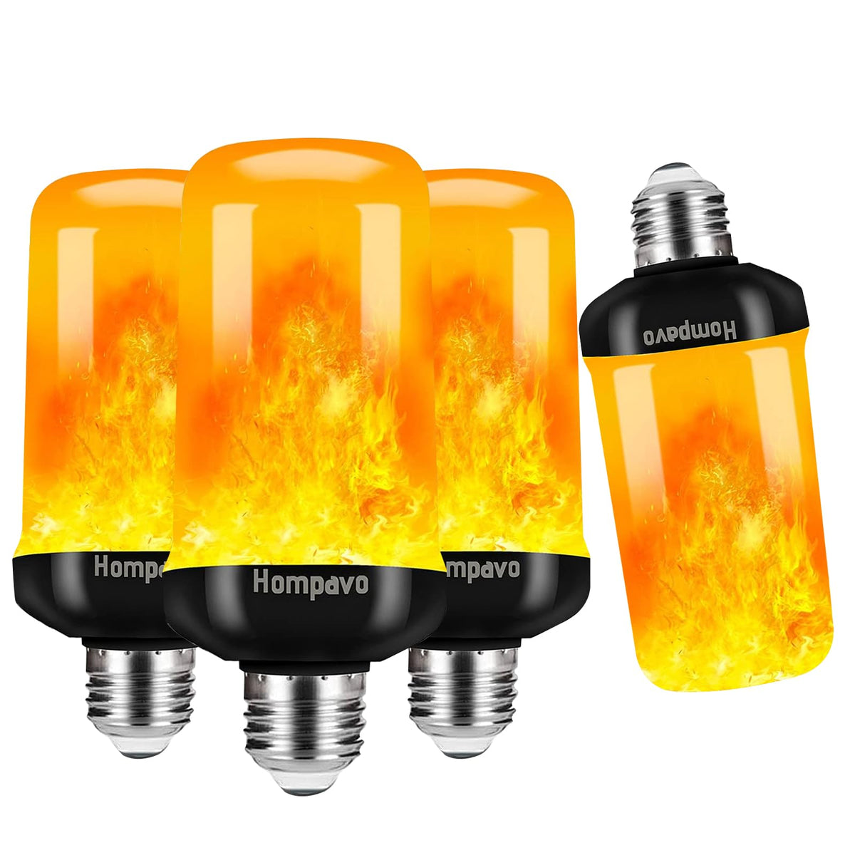 Hompavo flame bulb in lantern with realistic flicker for cozy ambience.