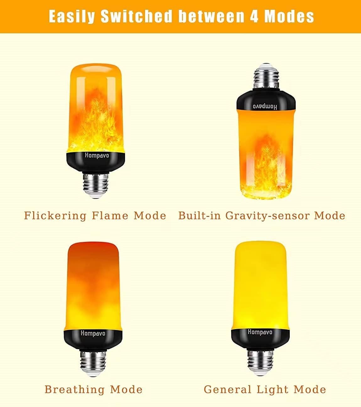 Hompavo flame bulb outdoors emits warm, safe illumination.