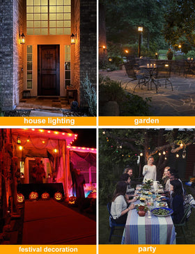 Hompavo flame bulb in porch light showing upside-down mode for versatile decor.