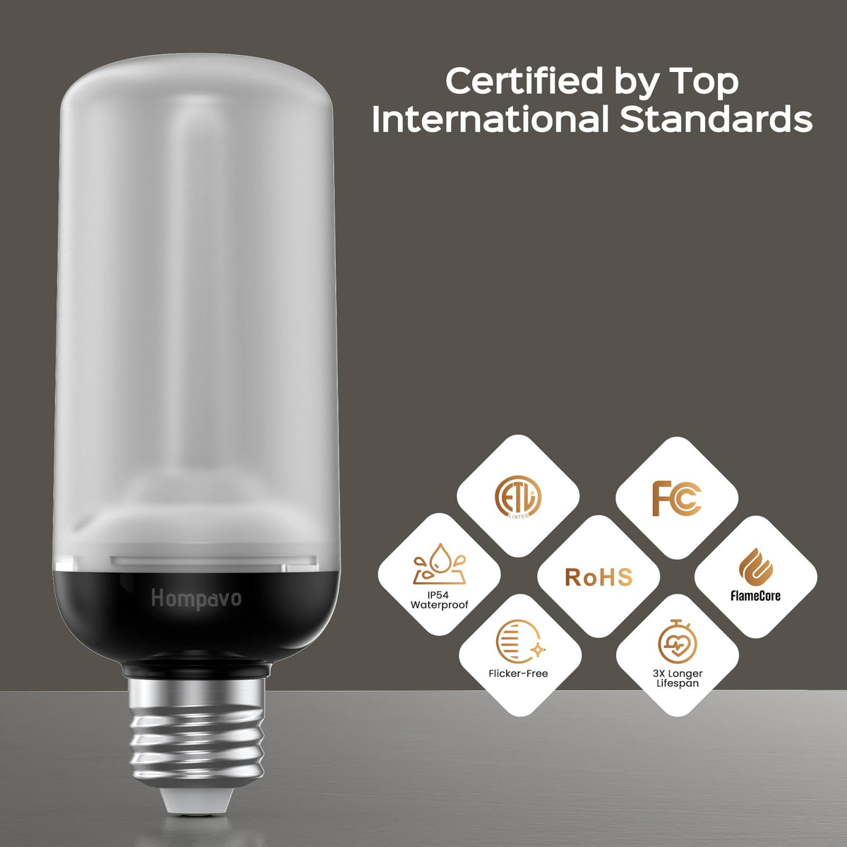Hompavo Gen2 LED Flame Bulb offers three modes for flexible mood lighting.