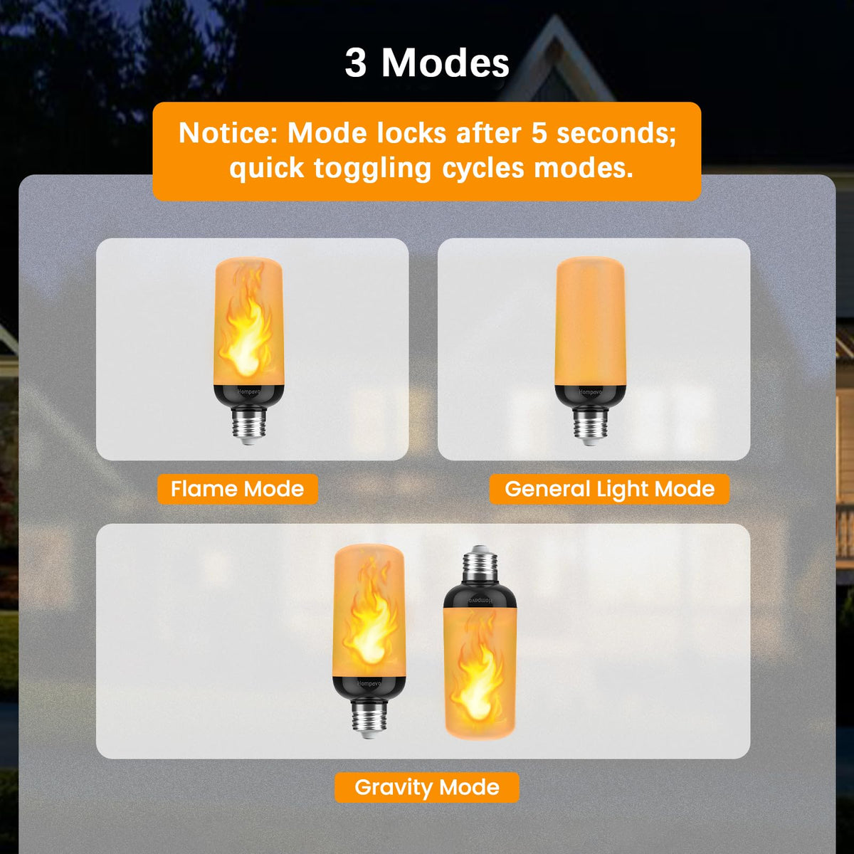 Hompavo Gen2 LED Flame Bulb consumes around 30% less energy than traditional bulbs.
