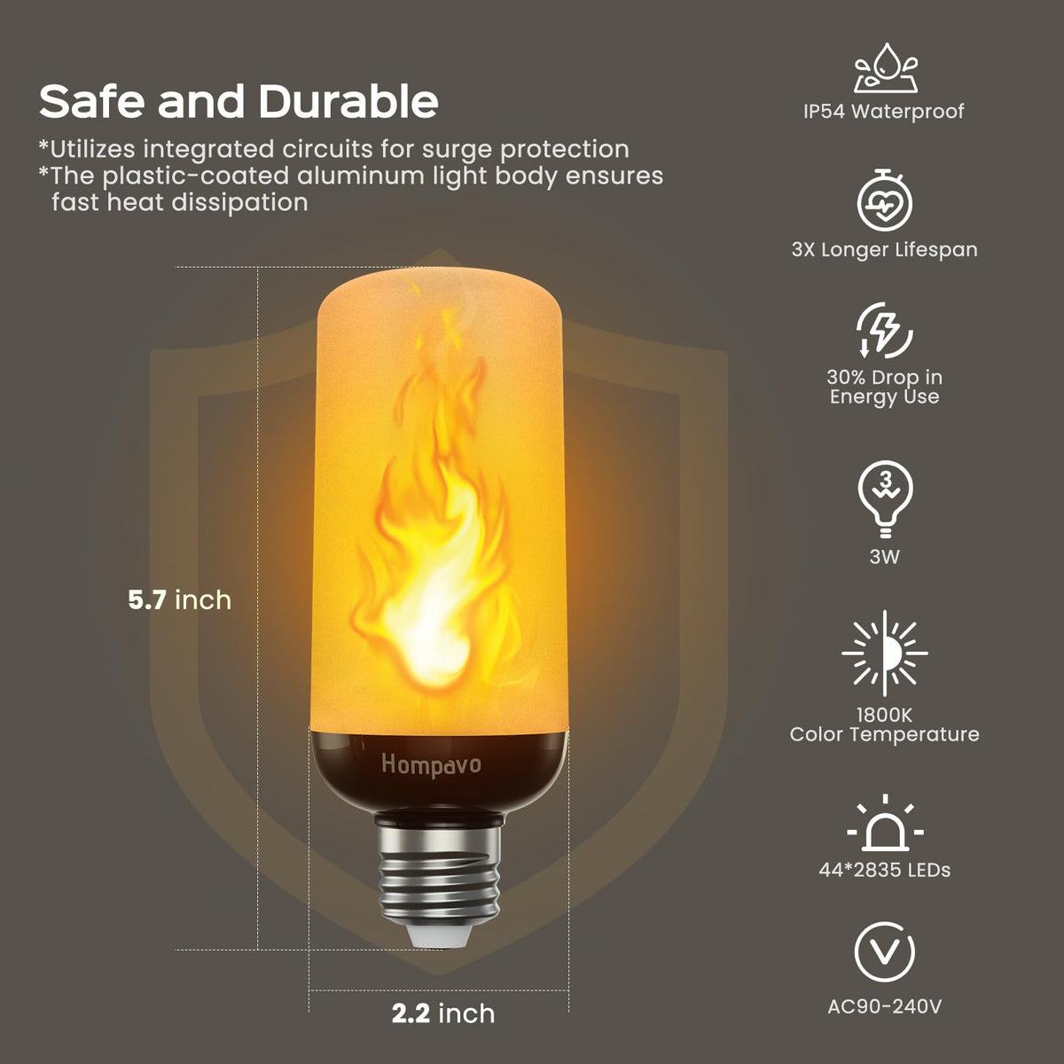 Hompavo Gen2 LED Flame Bulb elevates Halloween, holidays, and cozy porch décor.
