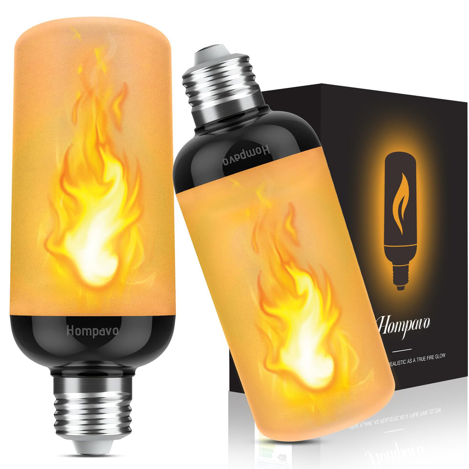 Hompavo Gen2 LED Flame Bulb shows real flame visuals for warm ambiance.