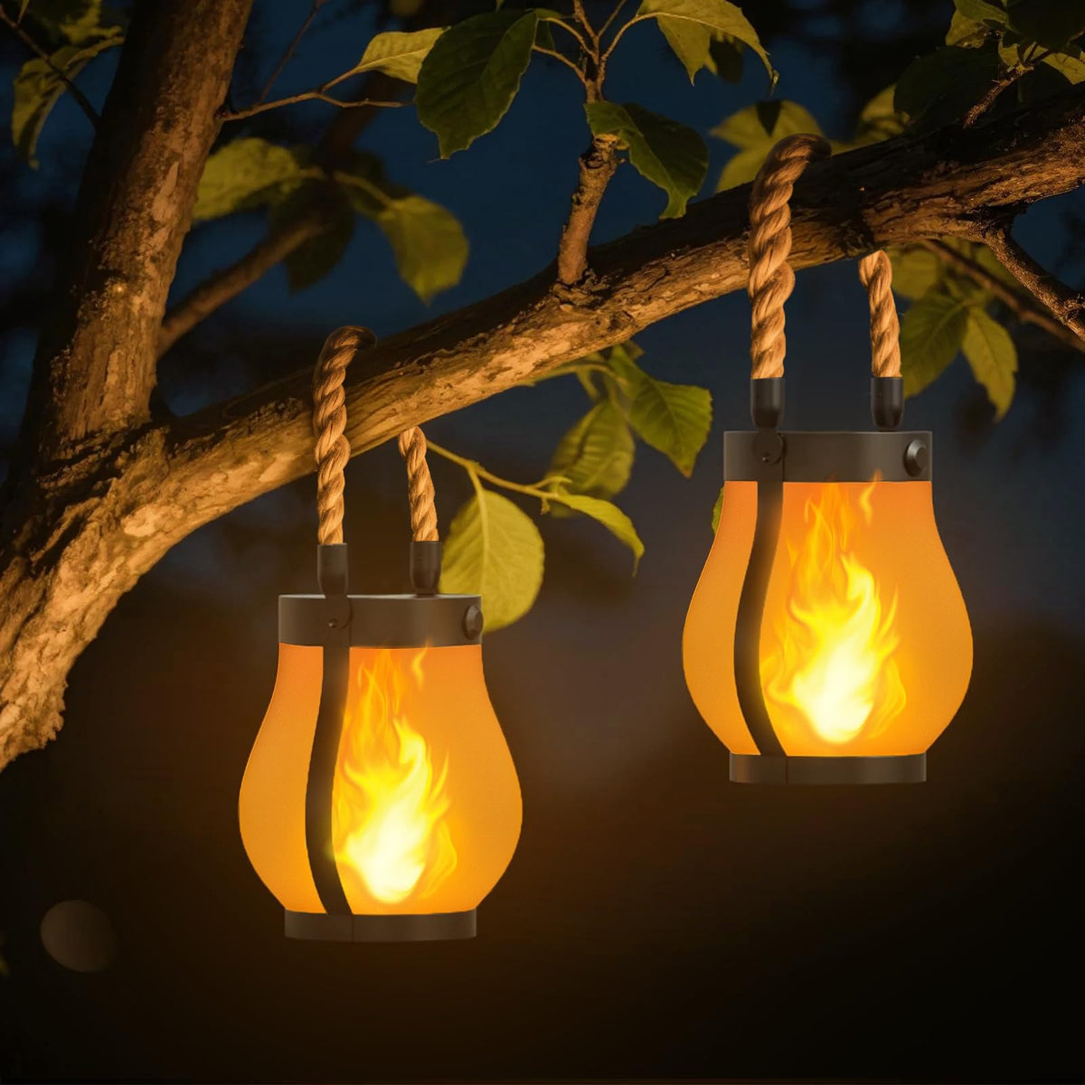 Hompavo Gen2 solar lantern with ultra-real flame for outdoor ambiance