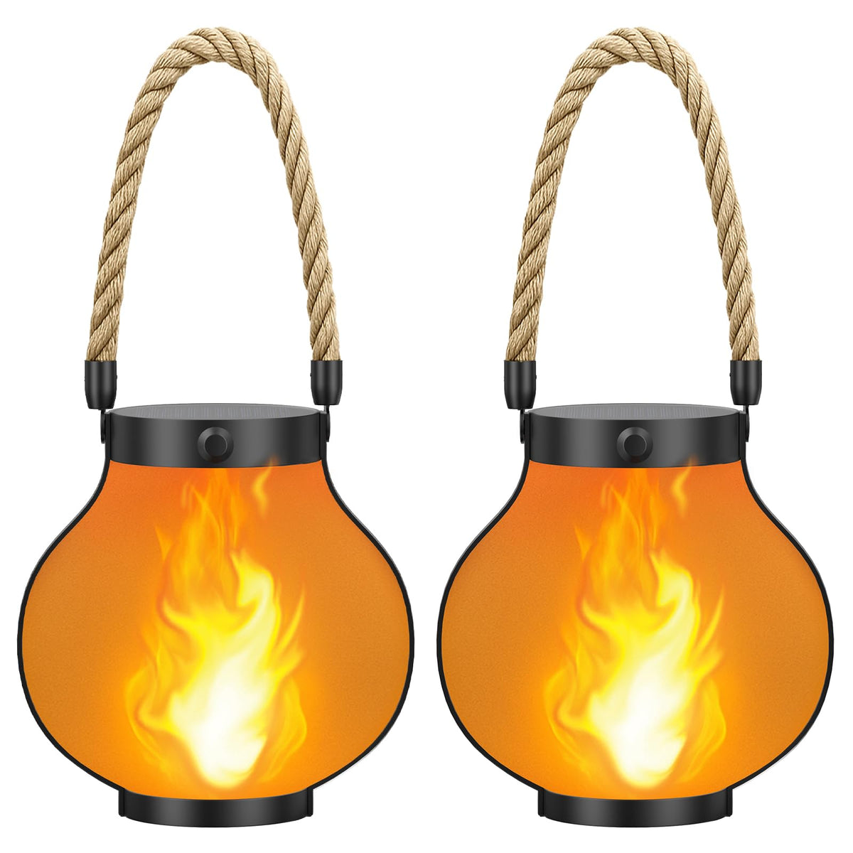 Hompavo Larger Gen2 solar lantern flame glow enhances outdoor ambiance.