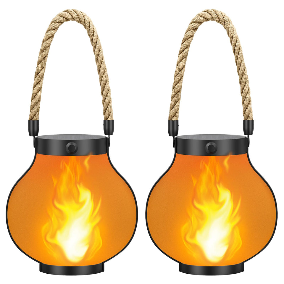 Hompavo Larger Gen2 solar lantern flame glow enhances outdoor ambiance.