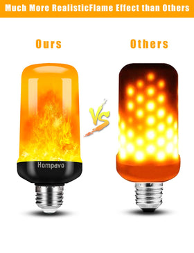 Hompavo LED flame bulb used for Halloween decor with dramatic glow.