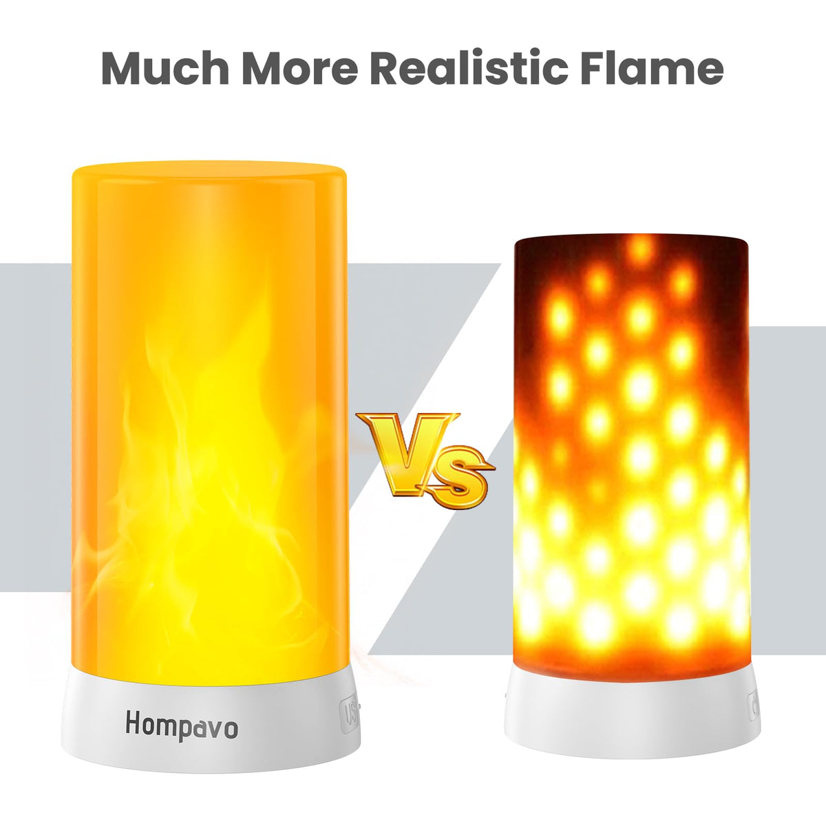 Hompavo flame lights with magnet base and hanging hook for versatile placement.