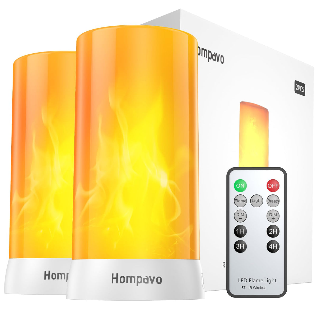 Hompavo upgraded LED flame lights with remote for easy ambient control.