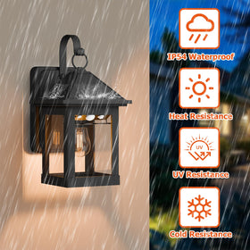 Homunaire solar wall lanterns dusk-to-dawn operation improves entryway visibility