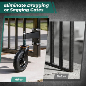 Homwin spring-loaded gate wheel adapting to uneven ground