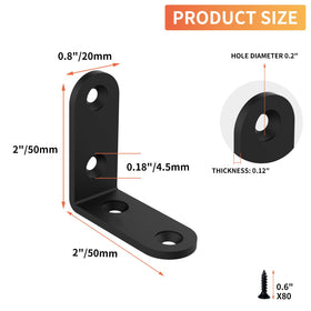 Homydom black steel L brackets with screws for easy installation.