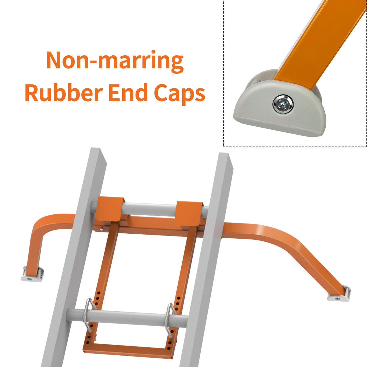 Homydom universal-fit design accommodates aluminum, wood, fiberglass extension ladders.