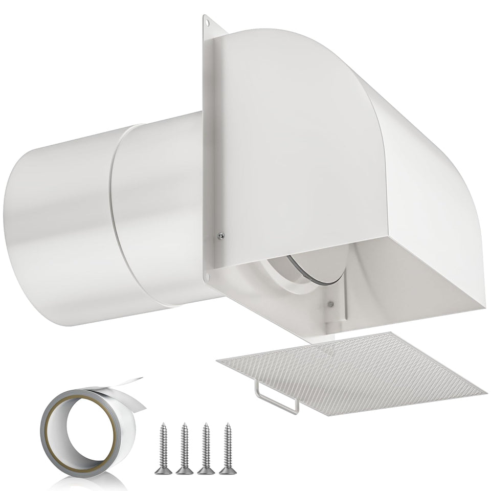 Hon&Guan 6-inch hooded wall vent front view for efficient exhaust and clean appearance.
