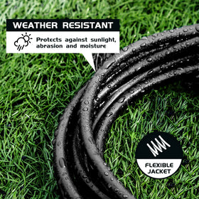 HONDERSON black outdoor cable blends with exterior lighting setups.