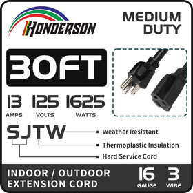 HONDERSON 3-prong grounded plug enhances safety for outdoor devices.