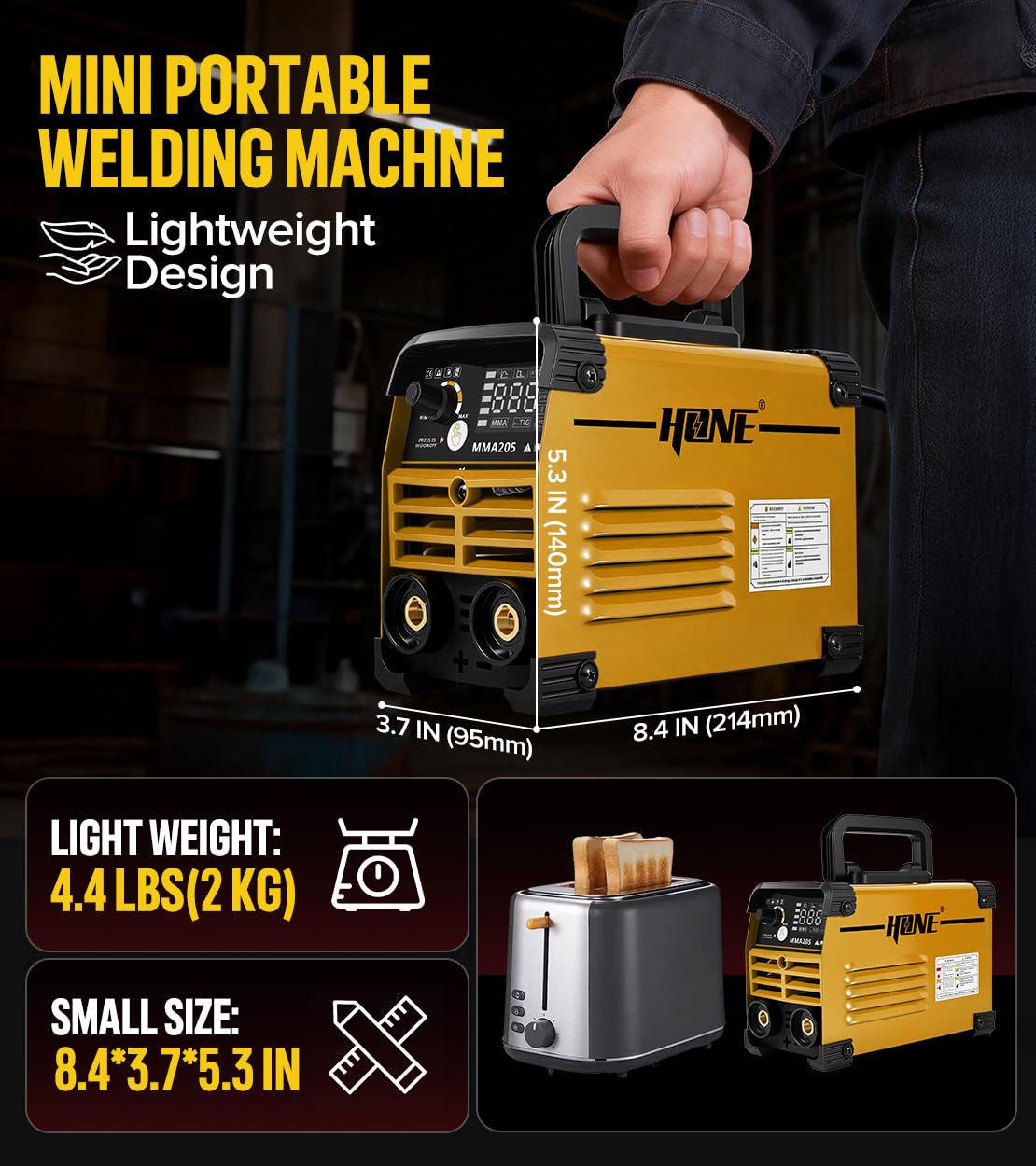 Two-in-one Stick and Lift-TIG mode enables versatile welding tasks.