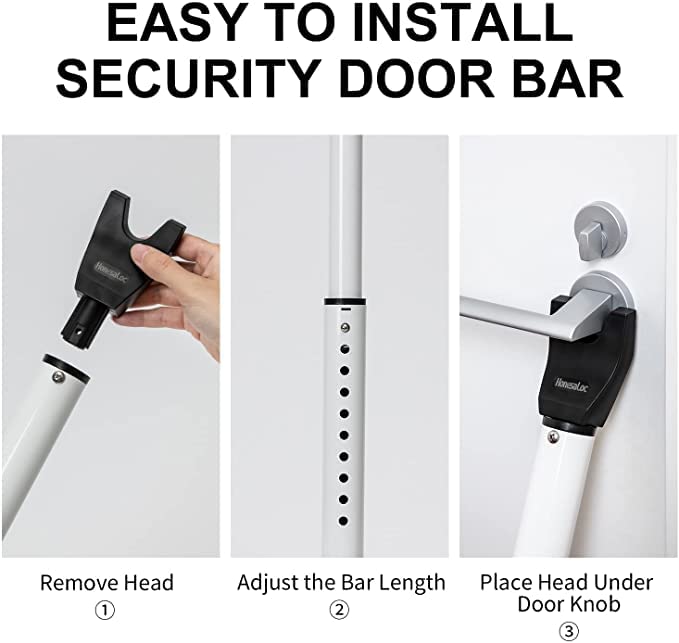HonesaLoc 2-in-1 adjustable bar fits doors from 28 to 45 inches.