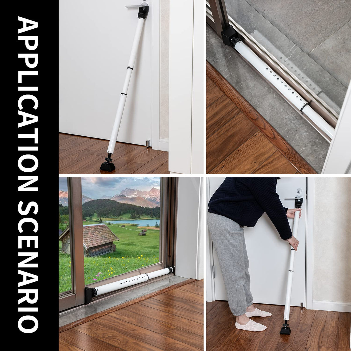 HonesaLoc sliding-door use visual demonstrates 2-in-1 functionality for patio doors.