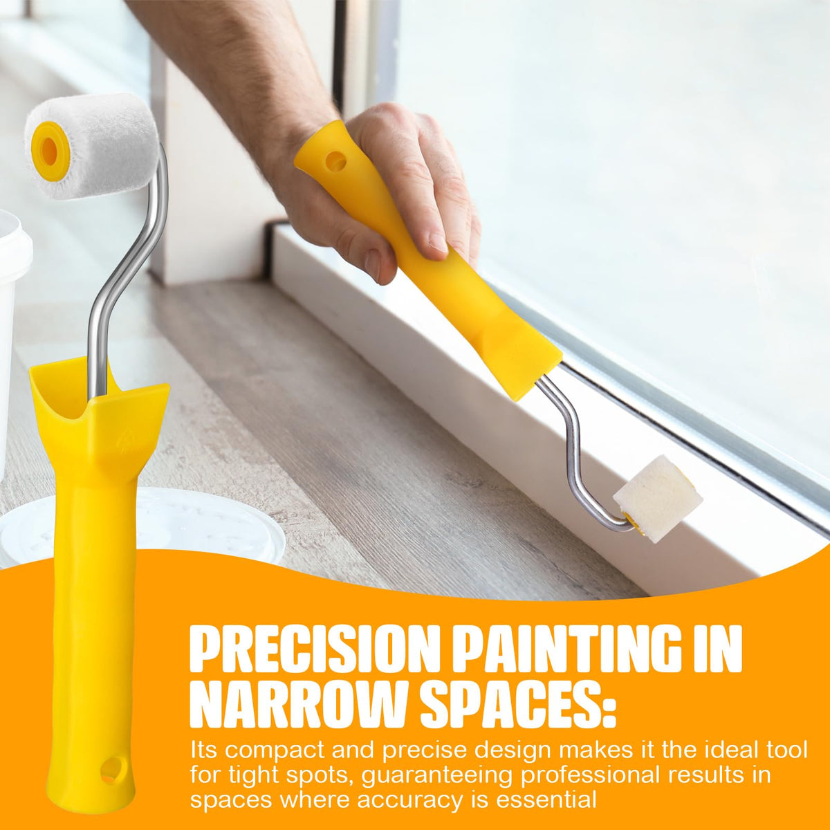 Honeydak corner roller used in narrow spaces for precise edge work
