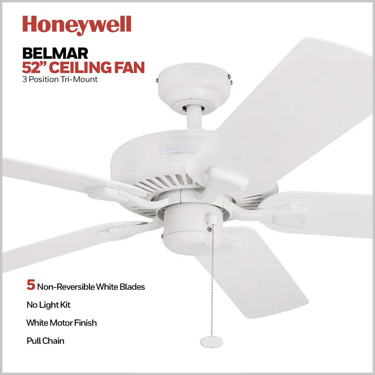 Honeywell Belmar close-up motor for powerful, quiet airflow outdoors.