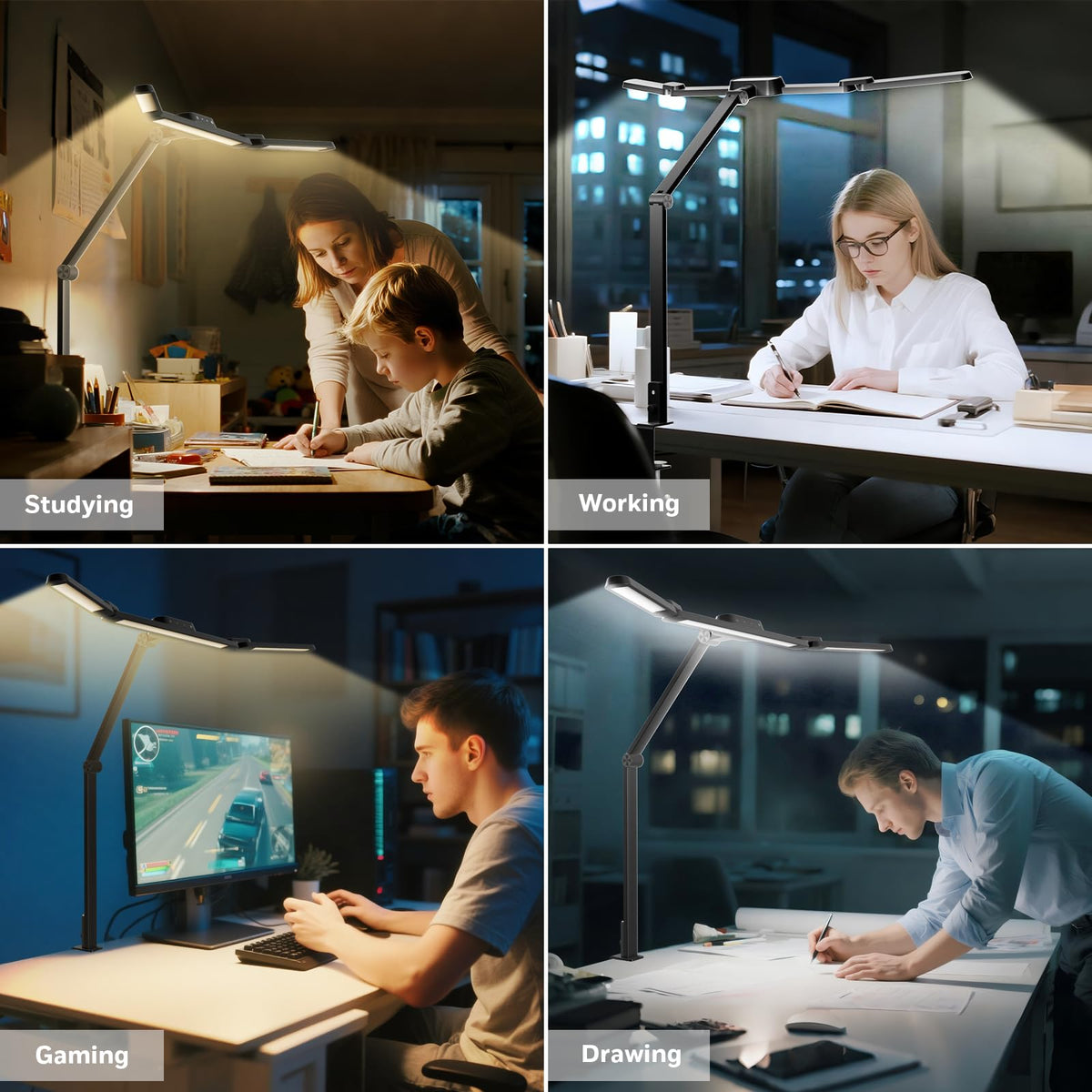 Honeywell clamp-on desk light setup demonstrates easy installation