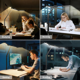 Honeywell clamp-on desk light setup demonstrates easy installation