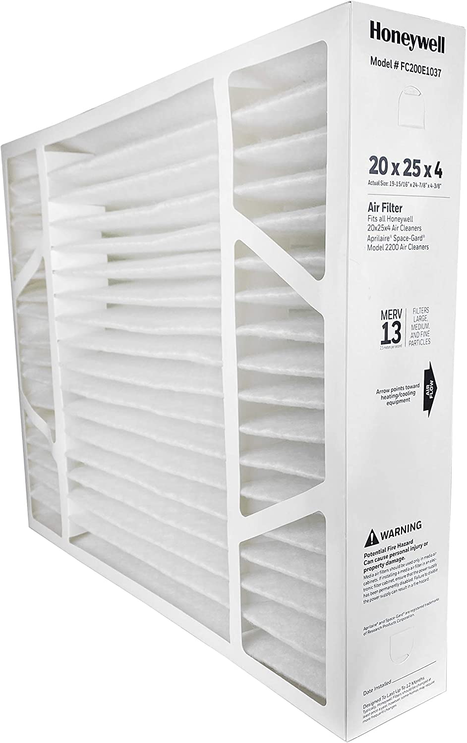 Honeywell FC200E1037 air filter with MERV 13 for improved indoor air quality and easy installation.