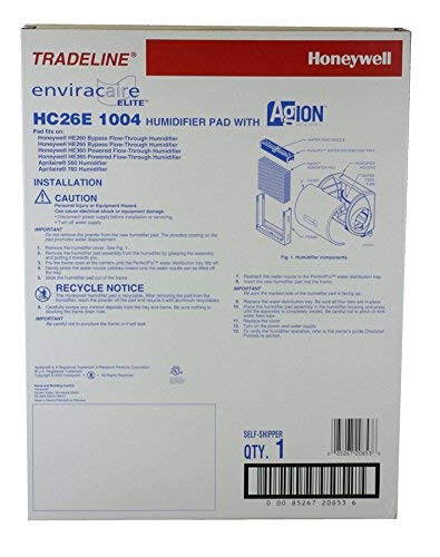 Honeywell HC26E1004/U pad with Agion coating for HE humidifiers enhances odor resistance
