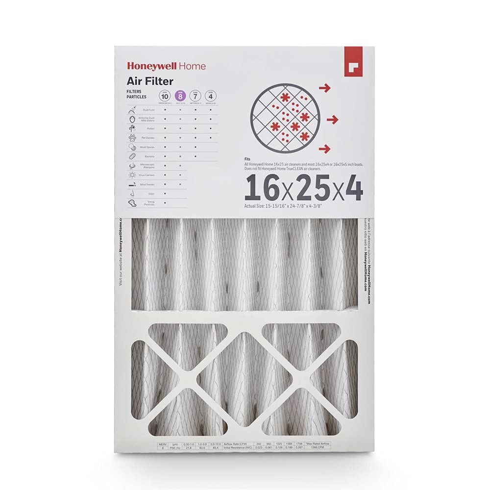 honeywell home 16x25x4 merv 8 filter pleated design delivers efficient filtration for clean indoor air