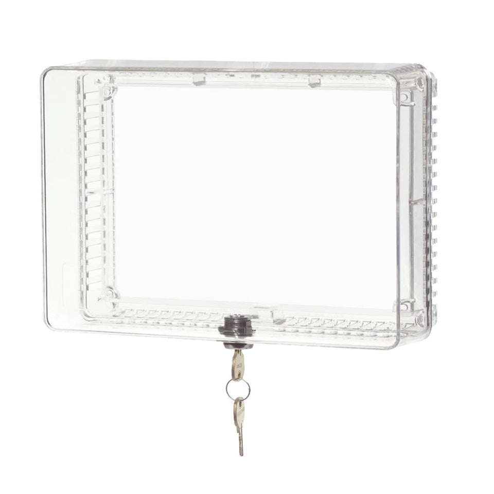 Honeywell Home CG512A1009 guard front view protects thermostat from tampering.