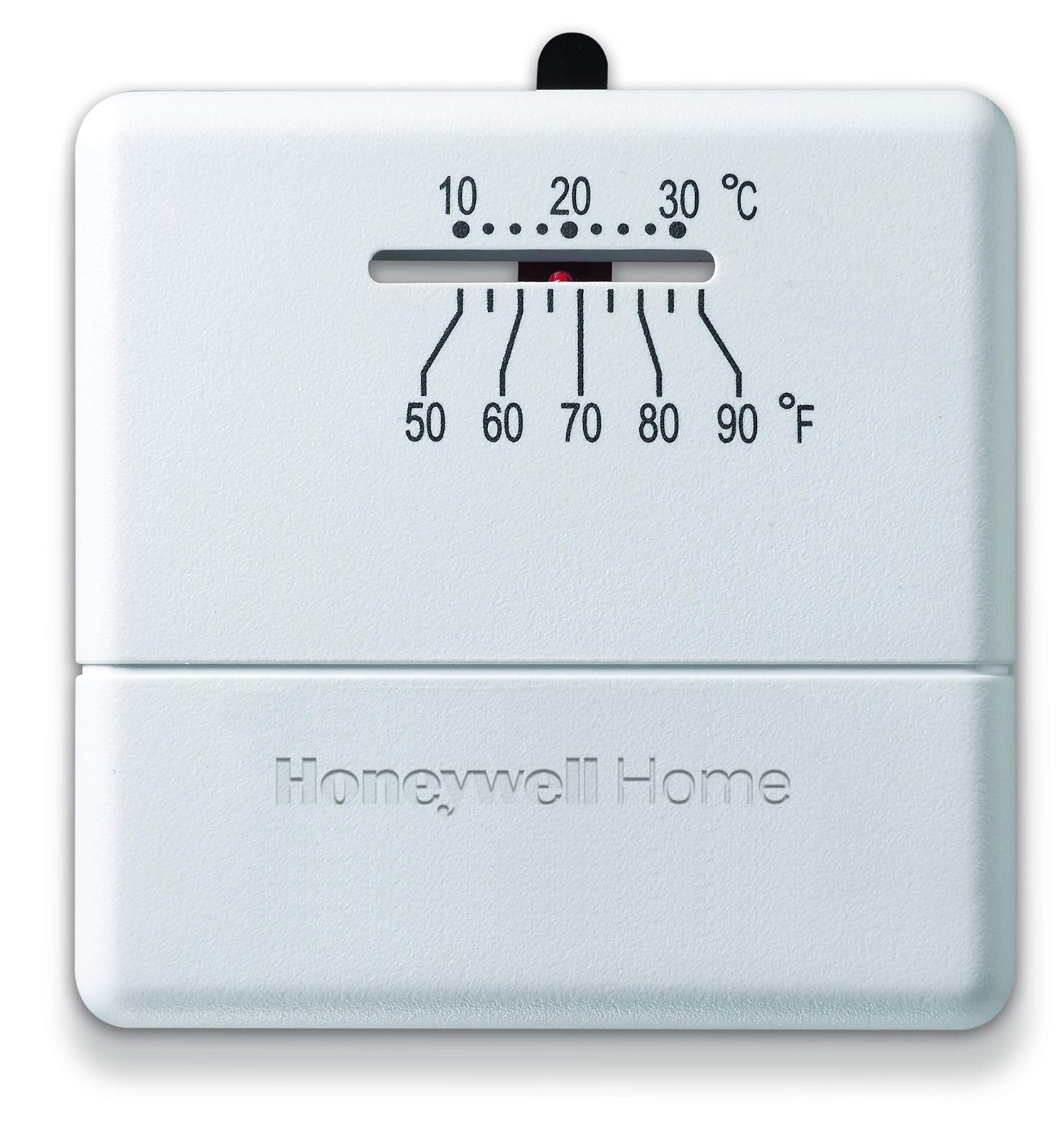 Honeywell Home CT30A1005 front view with almond finish and reliable heat-only control