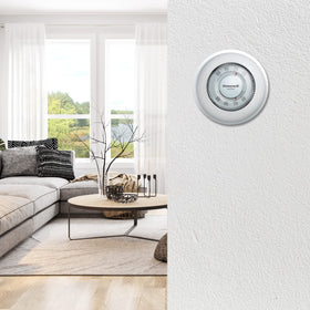 Honeywell Home Round thermostat temperature setting bar ensures easy adjustments.