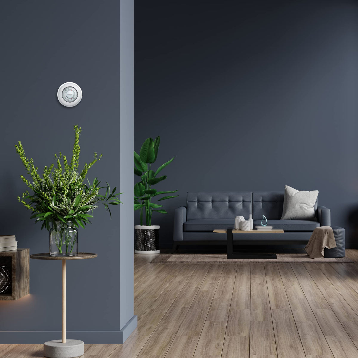 Honeywell Home Round thermostat wall-mount setup enables quick installation.