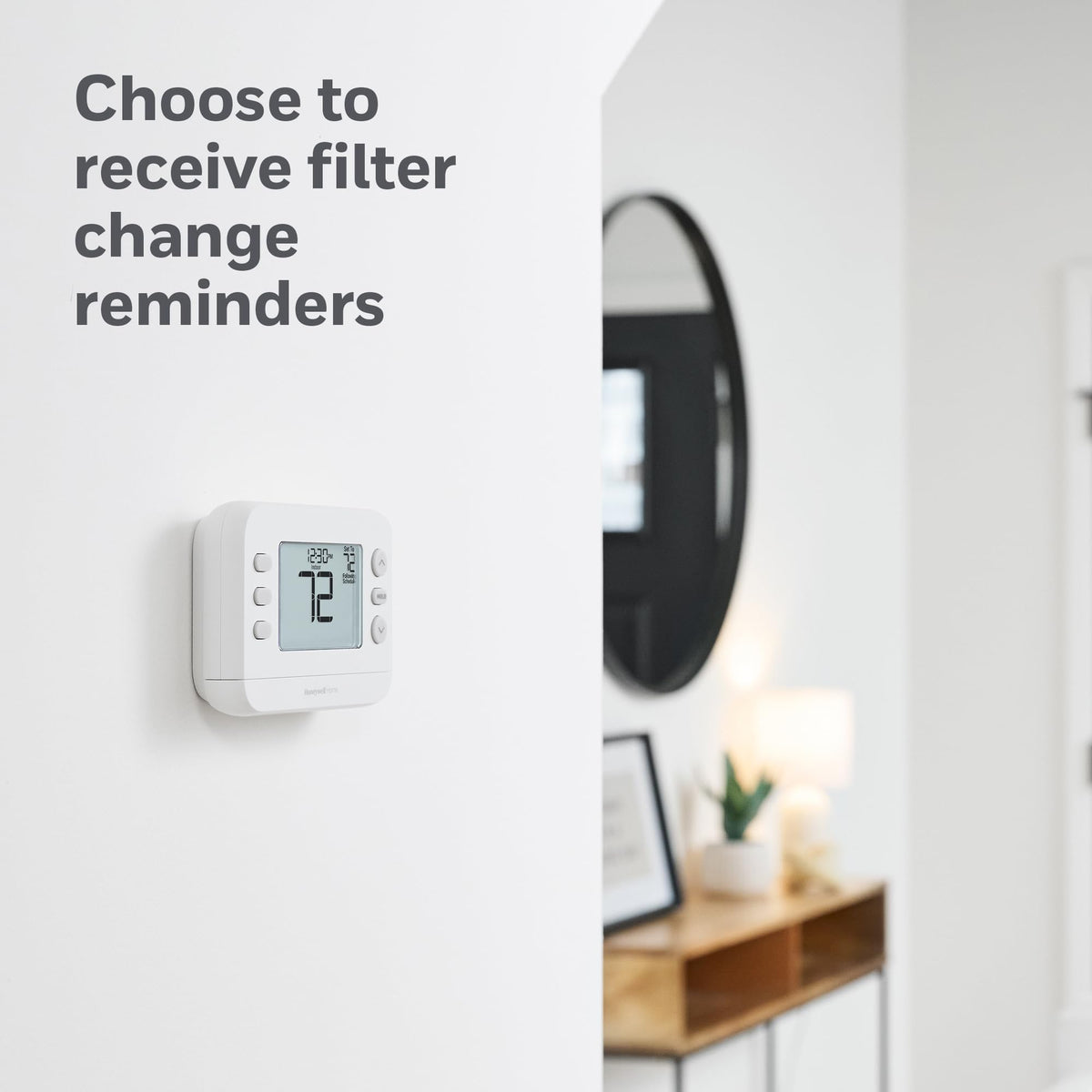 Honeywell Home RTH21B change-air-filter-reminder helps maintenance awareness.
